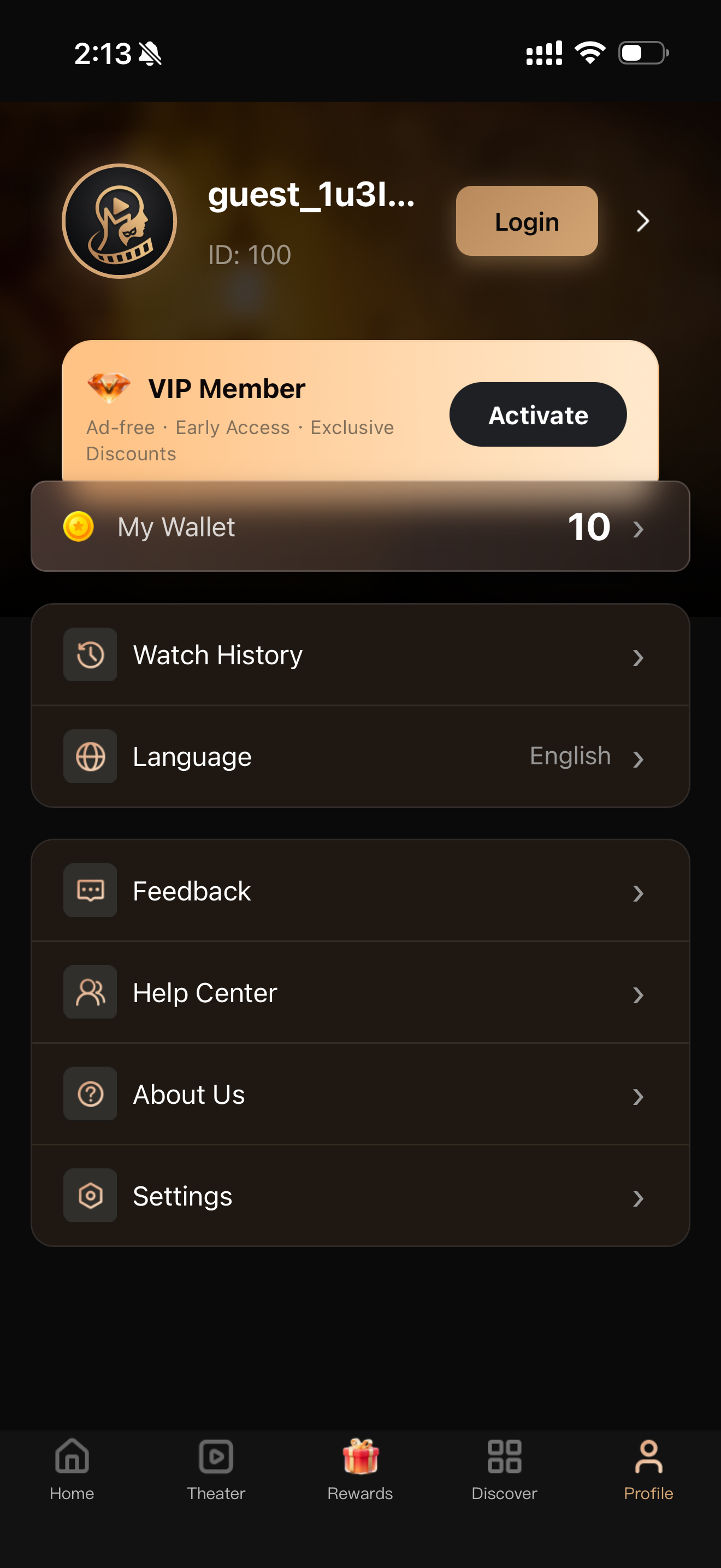 NovaPlay profile user dashboard screen